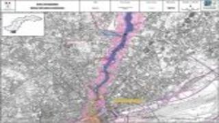 Carte de atlas des zones inondables de la vallée de l'Erdre (Nantes)